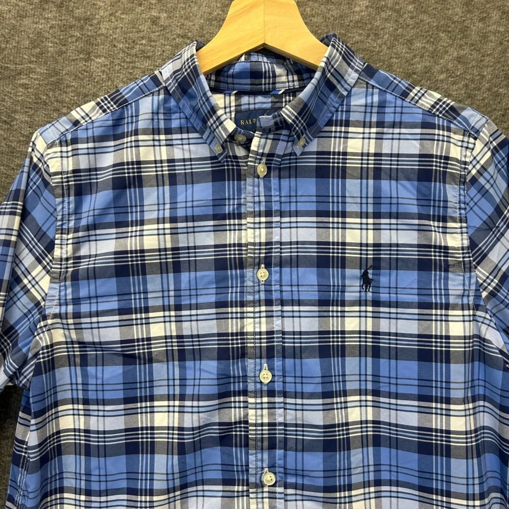 Polo Ralph Lauren Performance Kids Blue Plaid Button Down Shirt XL 18-20 L/S